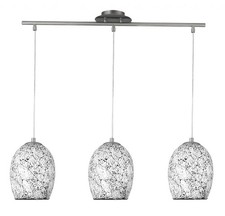 Ceiling Light Black & White Crackle Glass Hanging from Bar  -  Searchlight