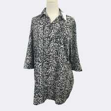 Pistola Shirt Dress Women S Black White Noise Sam Collared 3/4 Sleeve Print