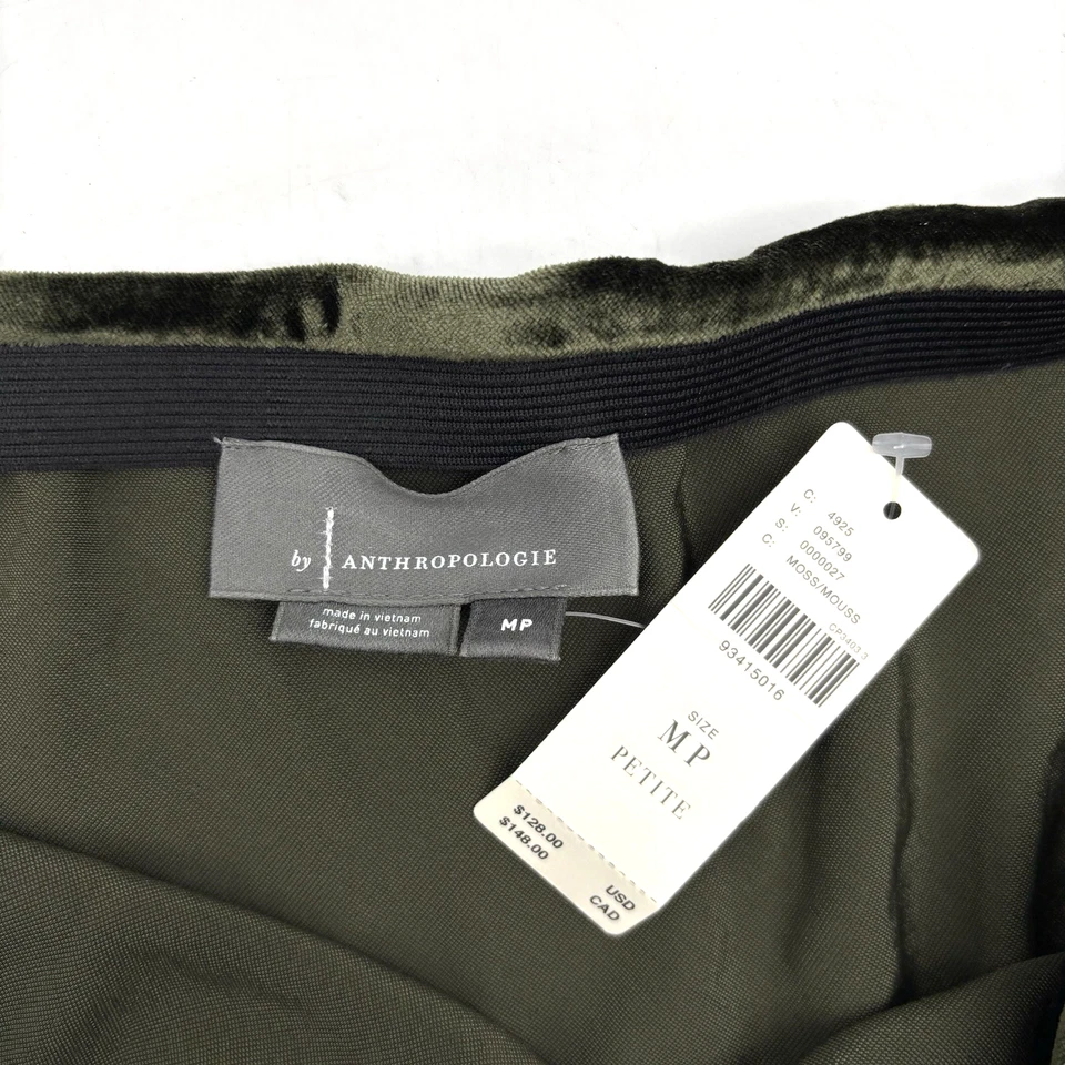 NUEVO Anthropologie The Tilda Moss Verde Terciopelo Maxi Falda Deslizante MP 30x38" Foto 3 de 4