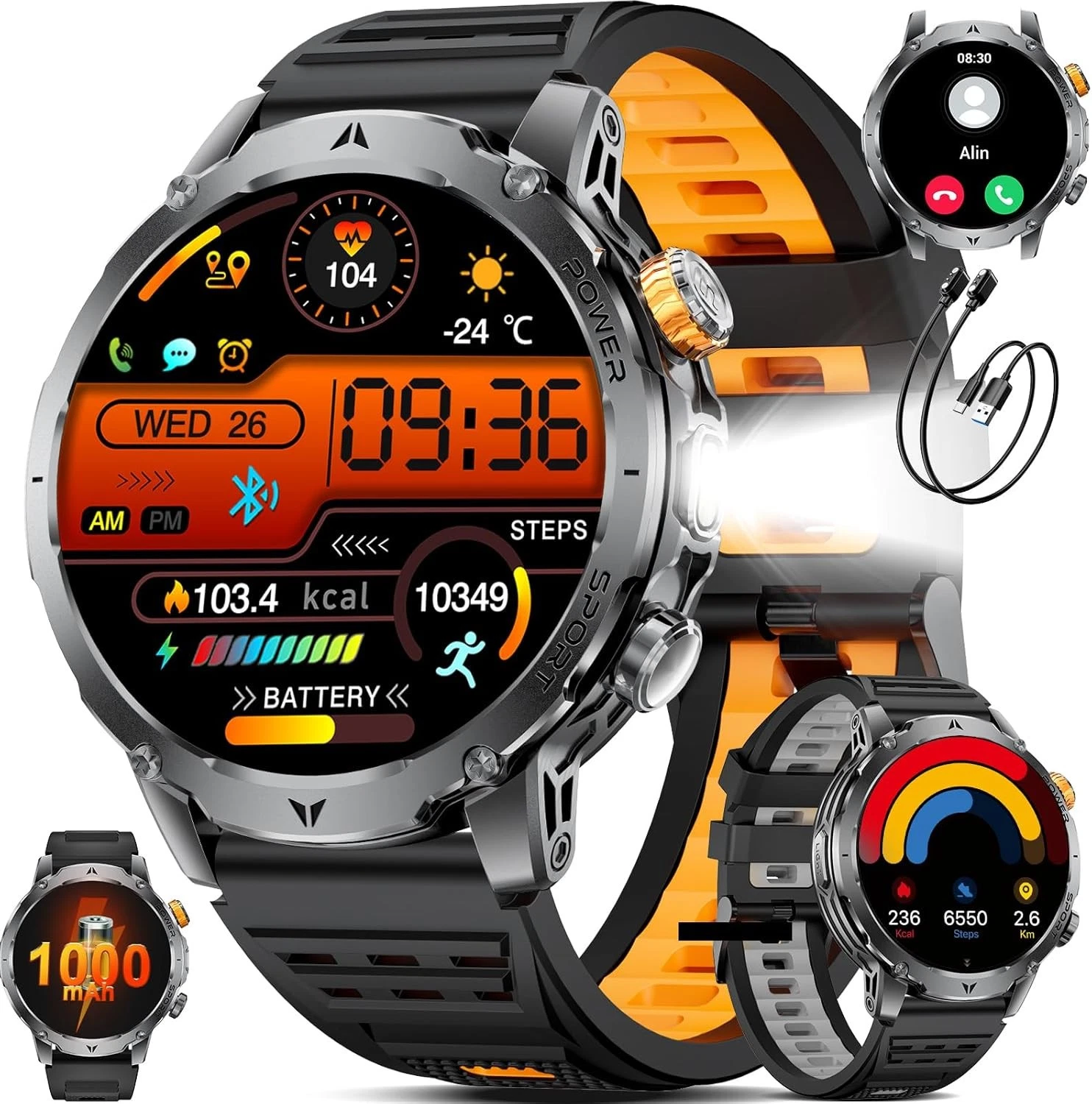 Smart Watch Men Men with Phone Function Wristwatch for iOS Android Outdoor