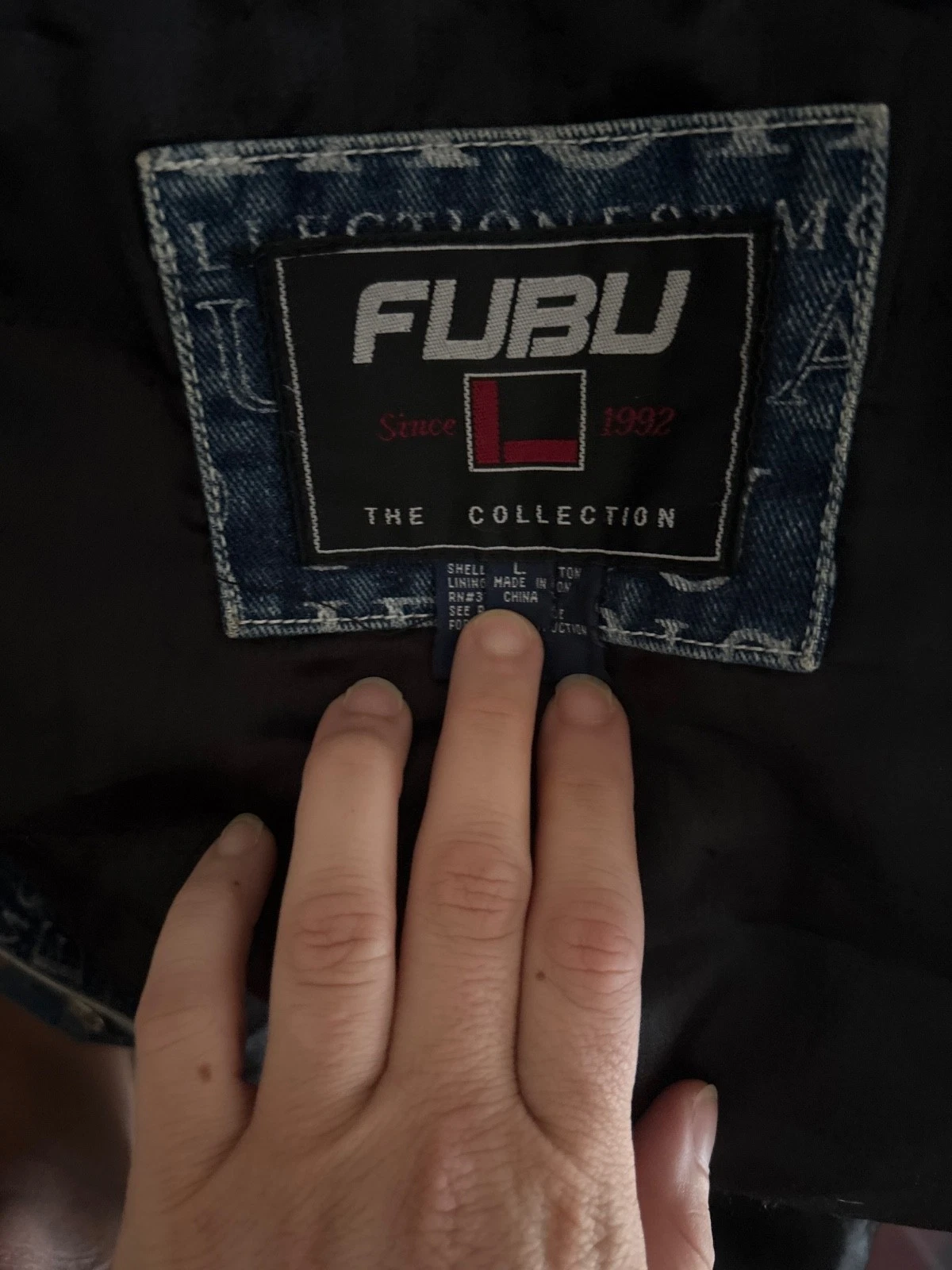 Fubu Vintage 90s Collection Logo Blue Denim jacket image 4