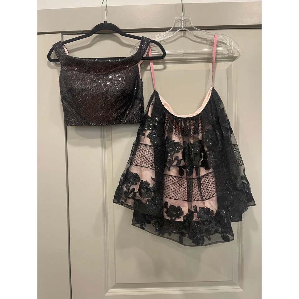 Blush Prom Homecoming Two Pieces Cocktail Skirt Dress Size 00 Black/Pink 11604 - Image 4 of 4