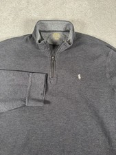 Polo Ralph Lauren Mens Charcoal 1/4 Zip Pullover Sweater XXL Preppy Classic  