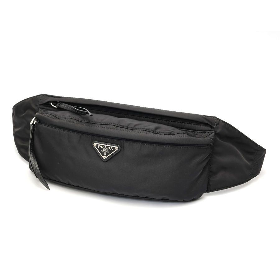 Prada Nylon Body Bag Waist Pouch Black Used 1BL011 From Japan