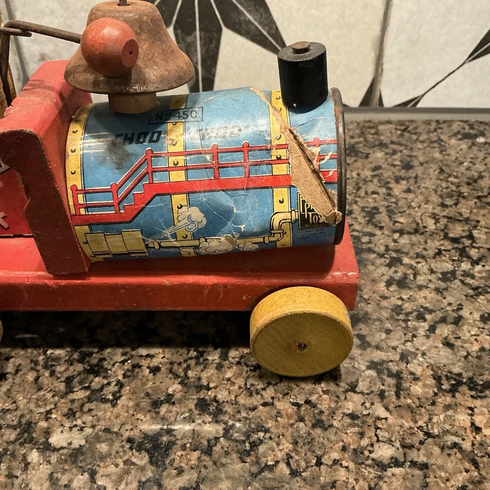 Juguete de madera Fisher Price Donald Duck Choo Choo #450 de colección 1950 Disney FUNCIONA Foto 4 de 4