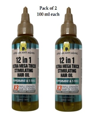 2 x African Anti Aging Ultra Thick Peppermint & Tea Tree Hair Oil je 100ml