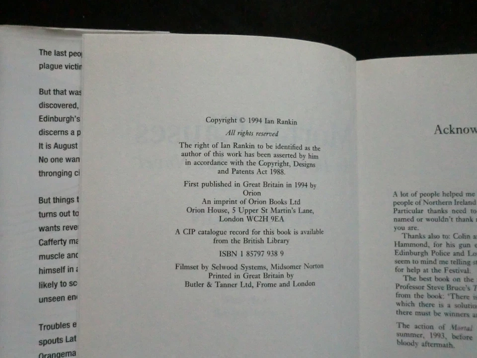 Mortal Causes by Ian Rankin (1994-1st) Inspector Rebus Crime Detective Novel #6 - Image 4 of 4