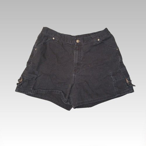 Vintage Lee Riveted Cargo Shorts Womens Size 16 90s Gothic Buckle Black Mom Jean