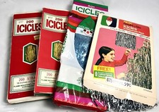 4 Boxes Vintage Tinsel Christmas Icicles Made in USA Gold/Silver/Blue