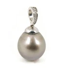 Giant 15.5x17.8mm Natural Color Genuine TAHITIAN Pearl Enhancer Pendant #SP1760