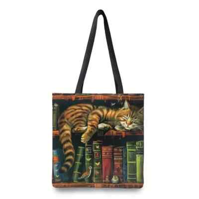 Adorable Cat Sleeping on Bookshelf - New - 14''x16''