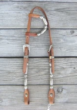 Engraved Silver Ferruled One Ear Light Oil Show Headstall 28050