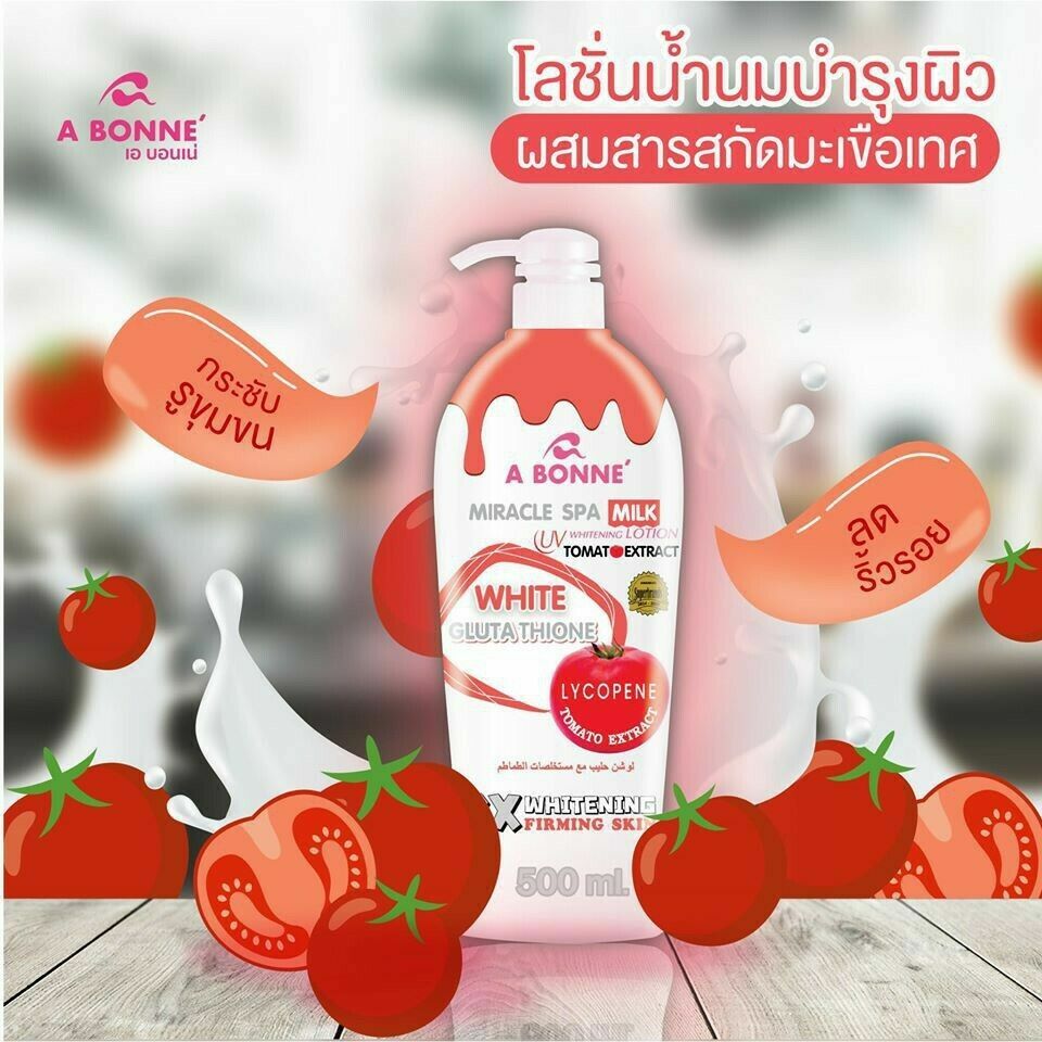 a bonne lotion with glutathione 2x A BONNE Tomato Body Lotion Gluta Whitening Firm Skin Spa Milk Lycopene  500ml