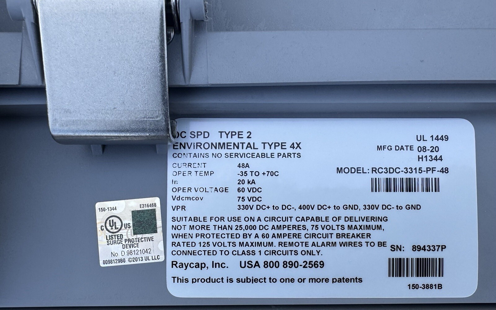 Commscope Raycap Commscope / RAYCAP. Surge Protection. 6 RRH, RC3DC-3315-PF-48 OVP ...
