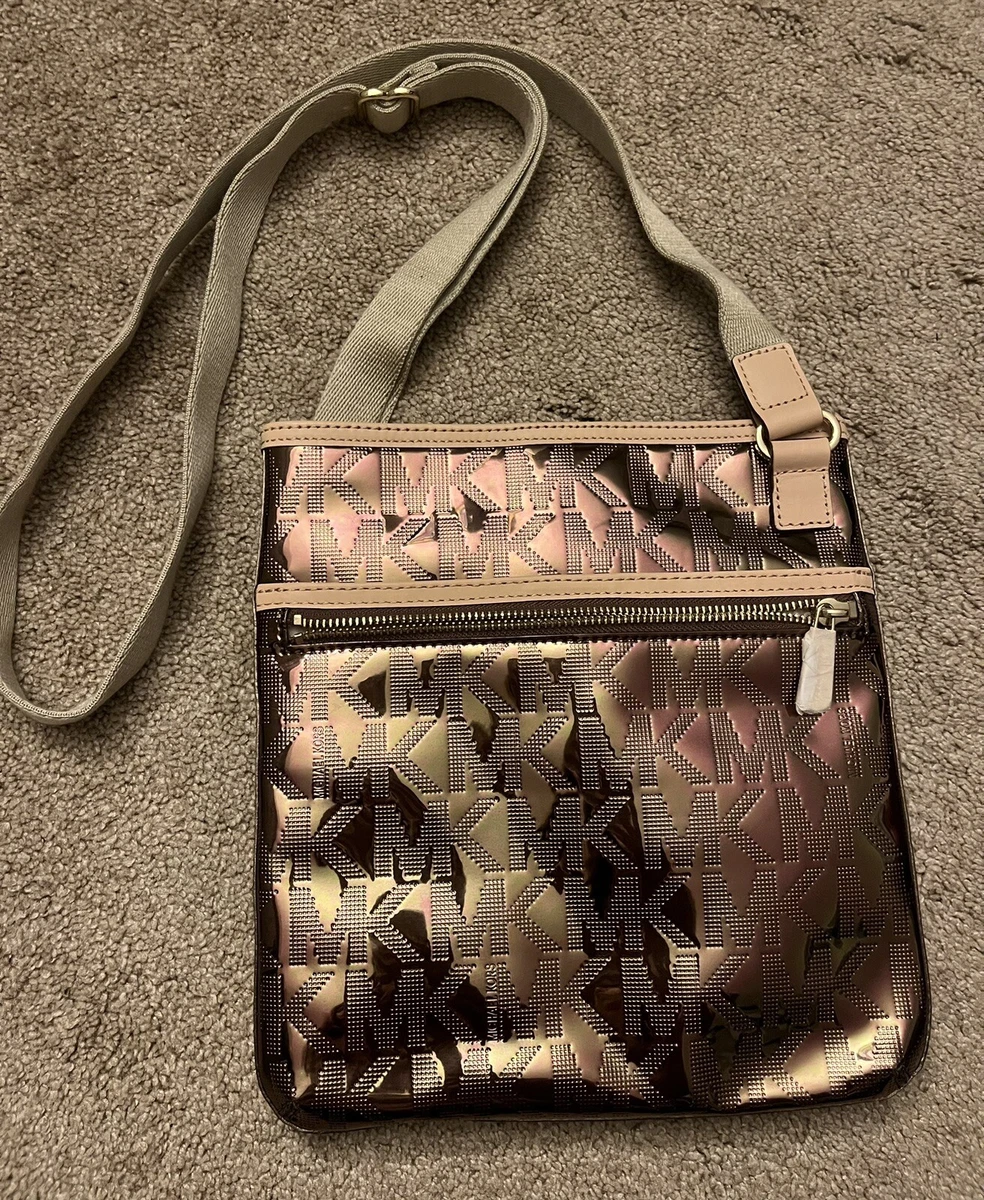 Michael Kors Crossbody Bag Jet Set Mirror Metallic Shoulder Bag Cocoa NWOT