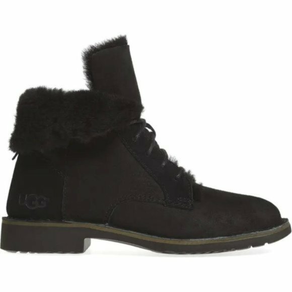 UGG Black Suede Lace-Up Shearling-Lined Boots UGG Neumel black suede Lace Up Shearling Lined Ankle Boots  main image 4
