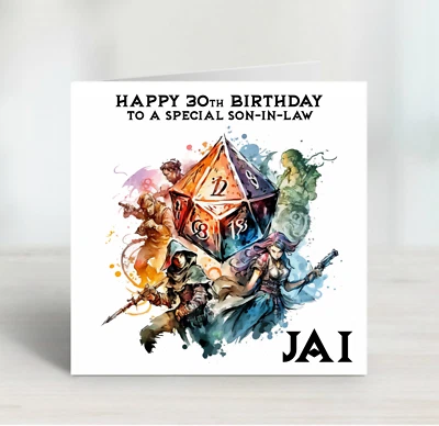 Personalised Birthday Card D&D Dungeons and Dragons Mens Boys Teens Son Grandson