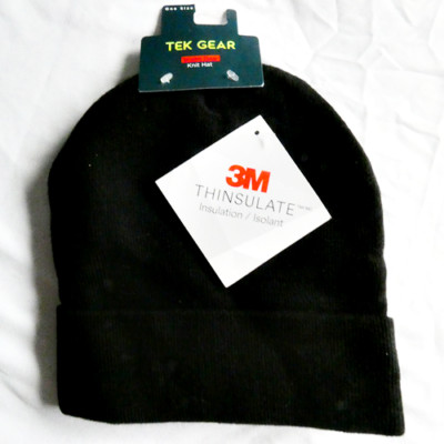 Tek Gear 3M THINSULATE BLACK Knit Watch HAT Beanie Insulated NWT