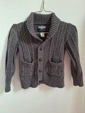 Oshkosh B'Gosh Kids Youth Cable Knit Cardigan Sweater Size 5 Unisex Gray Grey