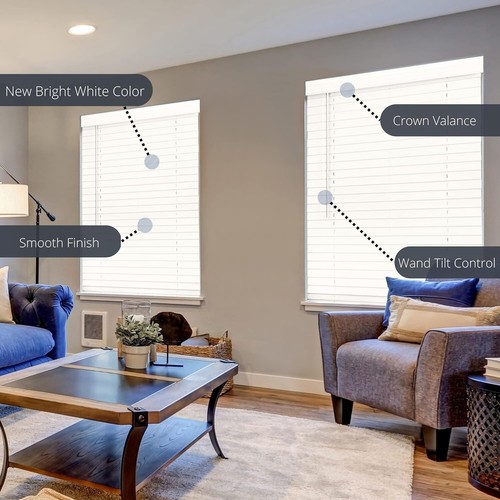 Durable 23" x 36" Cordless Faux Wood Blinds in Sophisticated Bright White - 第 5/11 張圖片