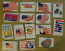 Lot of 30 Patriotic / Americana Vending Machine Stickers 2001 Brand Imports NEW
