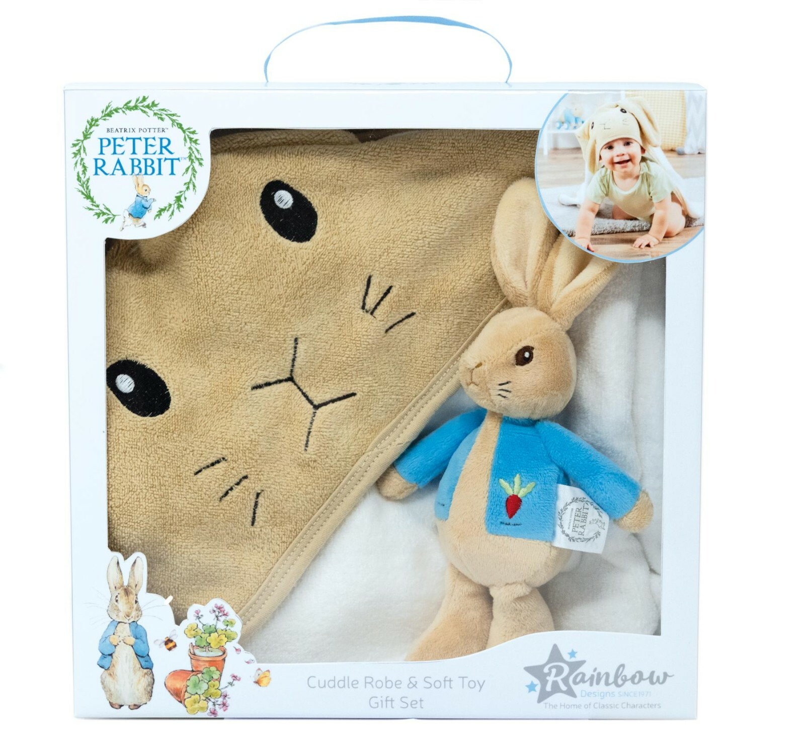 PETER RABBIT - SOFT TOY AND CUDDLE ROBE GIFT SET - PERFECT BABY GIFT **NEW**
