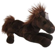 Aurora Plush Floppy Horse Pony Soft Brown Stuffed Bean Bag Newborn Foal 13"