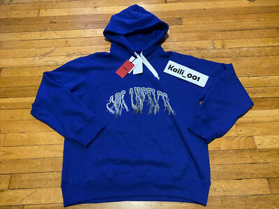 424 Fairfax Doublet Stadium Hooded Sweatshirt Size XL Blue Los