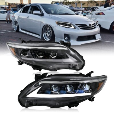 New LED Headlights For 2011-2013 Toyota Corolla Front Lamp Assembly w/ LED LH+RH