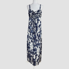 Jonathan Martin 12 Maxi Dress Navy Blue White Floral Sleeveless Stretch