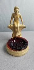 Vintage 1930s Frankart Style Risque Nude Woman Art Deco Ashtray Shelf Up5