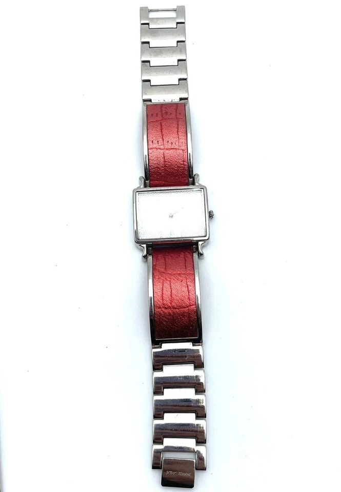 Betsey Johnson Red & Silver Watch Wristwatch Women’s Rectangle Quartz 2035 - Image 2 of 4