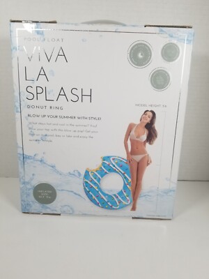 Pool Float VIVA LA SPLASH Donut Ring Inflate Vinyl Party NIB Blow Up 26.5''  Dia