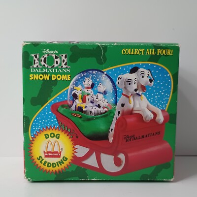 Vintage Dalmations 101 Snow Dome Dog Sledding Mcdonalds Happy Meal Preowned 1996