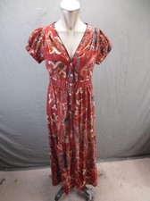 Unbranded Size S Womens Paisley V-Neck Short Sleeve Button Up Maxi Dress 263