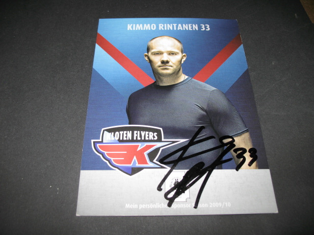 Tarjeta de autógrafo de hockey sobre hielo original Kimmo Rintanen FIN 3.OS 1998