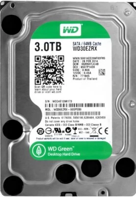 FESTPLATTE WESTERN DIGITAL 3TB GREEN WD30EZRX SATA III 64MB 5400U/min 3.5" Zoll