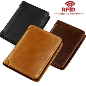 Men Slim RFID Blocking Genuine Leather Bifold Wallet Card Holder Mini Handbag US
