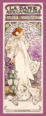 La Dame Aux Camelias - Alphonse Mucha Art - Laminated Bookmark - 2.5 x 6 in