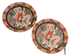 VTG '92 BETTY BOOP Bed of Roses SET OF 2 Plates Dessert Salad Decor Dishes Heart