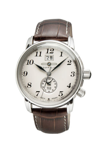 Montre pour homme Zeppelin 7644-5 montre d'aviateur LZ 127 Graf Zeppelin 2 fuseaux horaires hommes - Photo 1/2