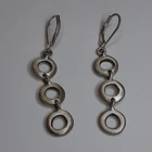 Vtg 925 Sterling Silver Earrings Triple Ring Loop Circle Dangle  Lever Back 5.8g