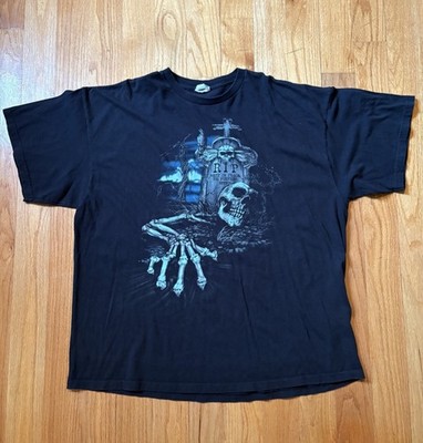 Delta Pro Weight Men's 3XL Black Skeleton RIP Graphic Tee Cotton Halloween Shirt