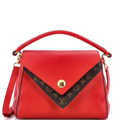 Louis Vuitton Double V Handbag Calfskin with Monogram Canvas