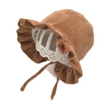 Khaki Baby Fall Winter Hat Corduroy Ruffle Top Hat Girls Boys Bucket Hat Drawstr