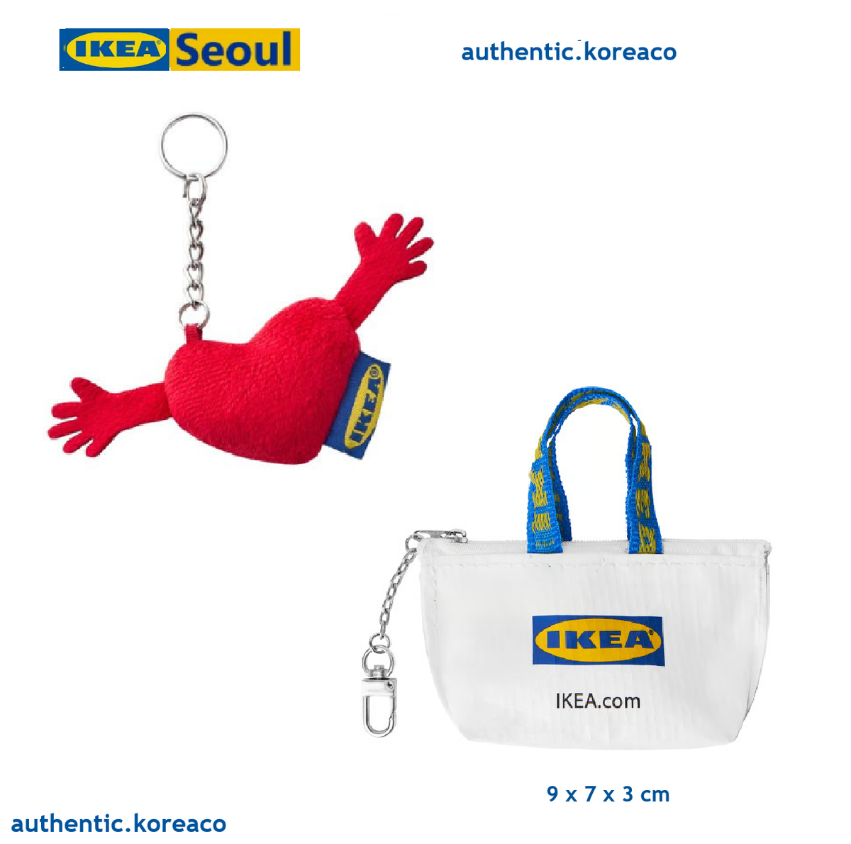 IKEA Red Heart Hands mini Kamratlig, Blue Horse Dala Horse KEYRING