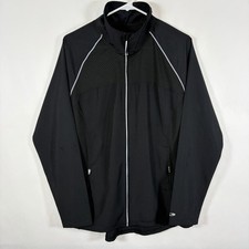 Champion Duo Dry Full Zip Windbreaker Jacket Womens Size Large Black Running