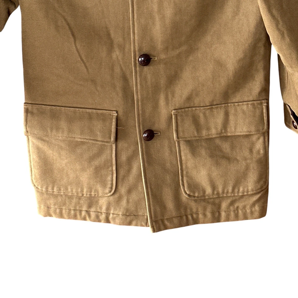 Brooks Brothers Chore Barn Coat Boys Medium Brown Canvas Lined Corduroy Collar - Image 4 of 4