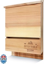 Outer Trails Bat House Outdoor Bat Habitat, Natural Cedar Wood, 2