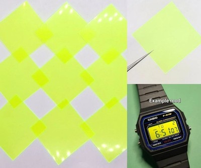Casio Mod Kit - Neon Yellow Color Filters - Pack Of 9